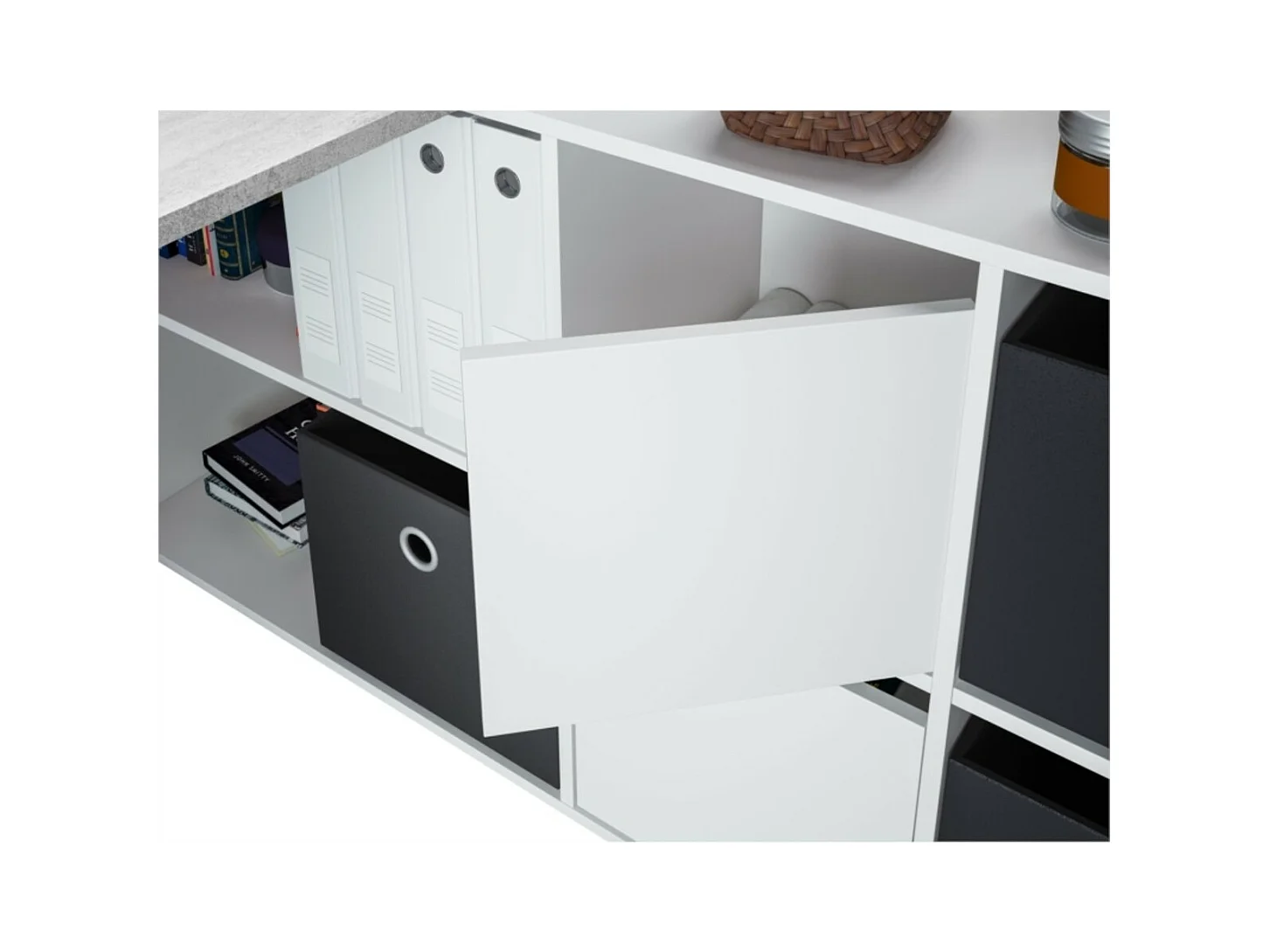 Mesa de escrita Adapta XL Blanco Artik (Blanco Mate) - Gris Cemento