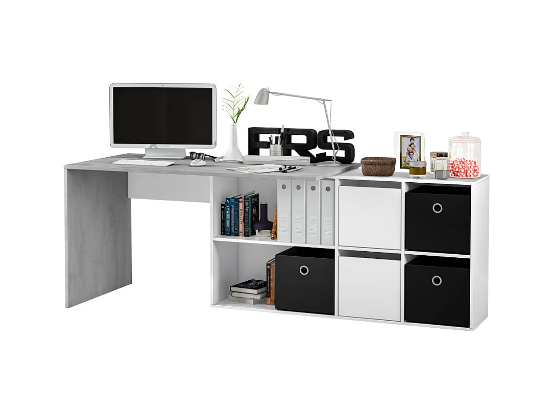 Mesa de escrita Adapta XL Blanco Artik (Blanco Mate) - Gris Cemento