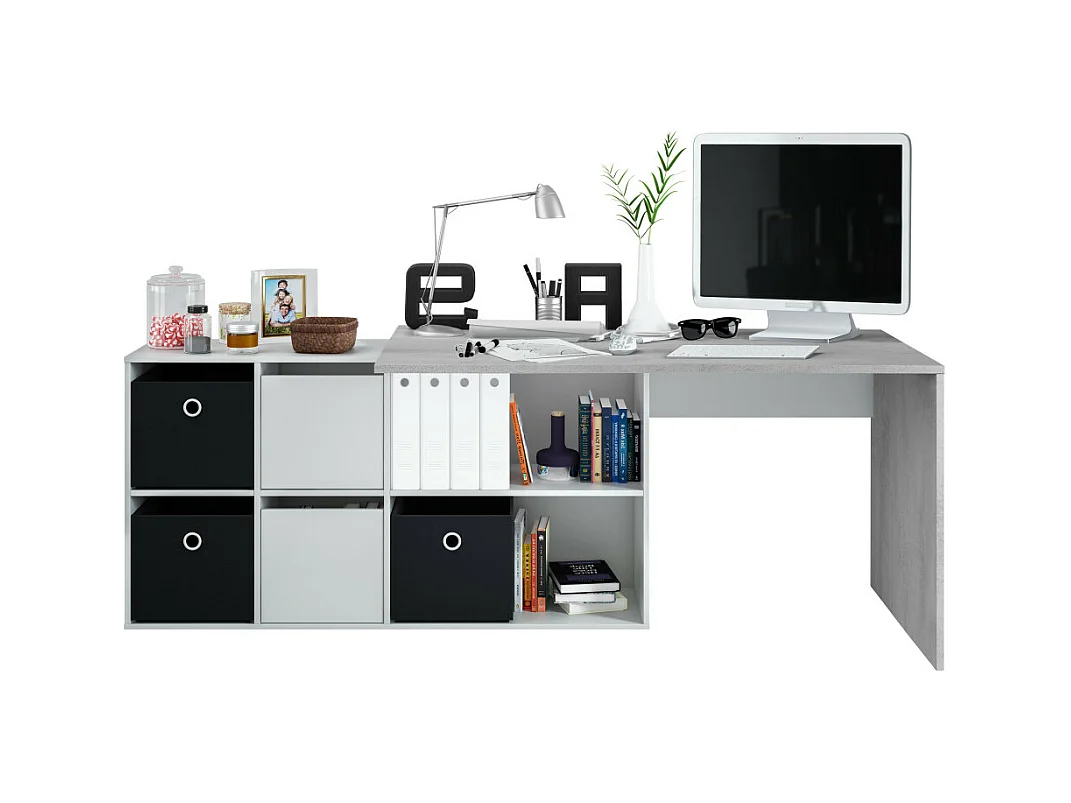 Mesa de escrita Adapta XL Blanco Artik (Blanco Mate) - Gris Cemento