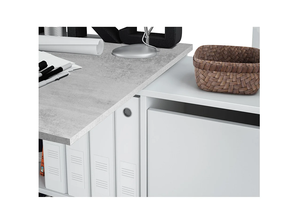 Mesa de escrita Adapta XL Blanco Artik (Blanco Mate) - Gris Cemento