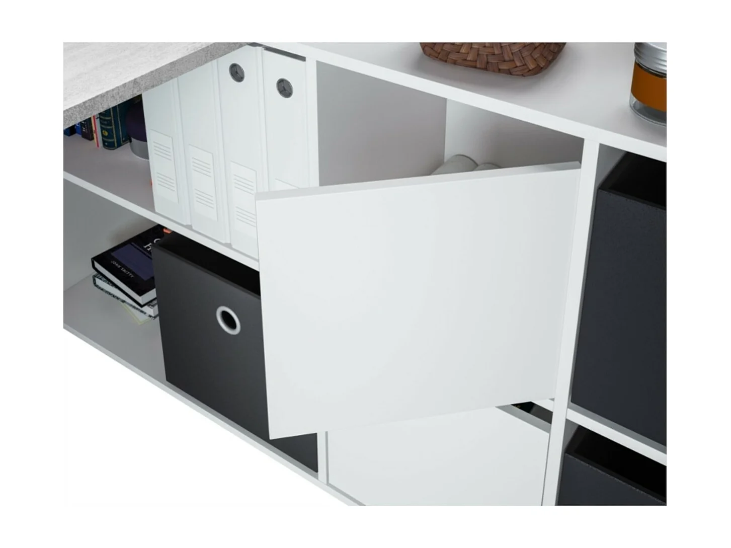 Mesa de escrita Adapta XL Blanco Artik (Blanco Mate) - Gris Cemento