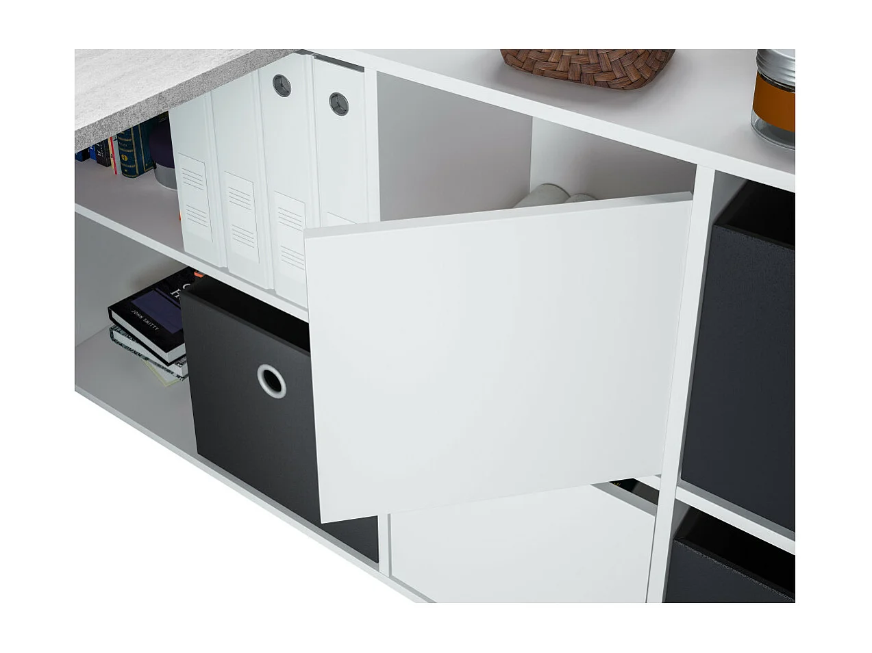 Mesa de escrita Adapta XL Blanco Artik (Blanco Mate) - Gris Cemento