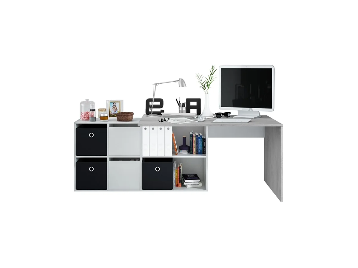 Mesa de escrita Adapta XL Blanco Artik (Blanco Mate) - Gris Cemento