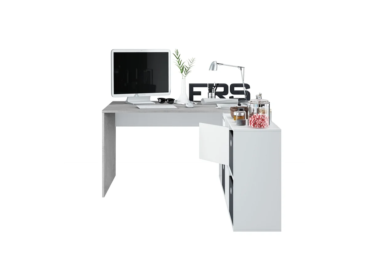 Mesa de escrita Adapta XL Blanco Artik (Blanco Mate) - Gris Cemento