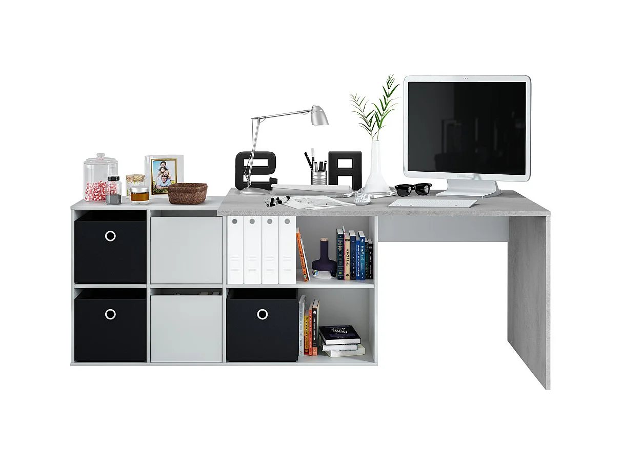 Mesa de escrita Adapta XL Blanco Artik (Blanco Mate) - Gris Cemento