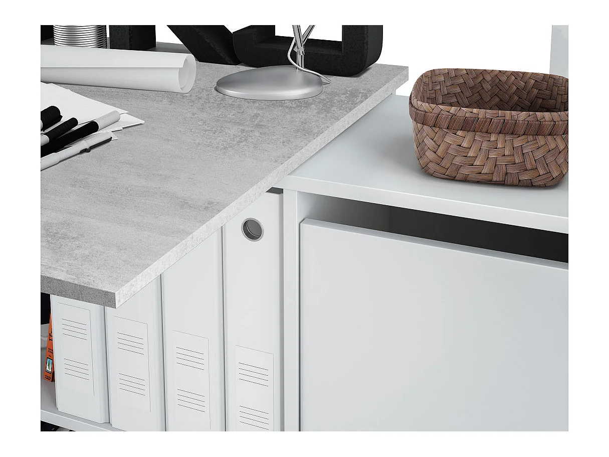 Mesa de escrita Adapta XL Blanco Artik (Blanco Mate) - Gris Cemento
