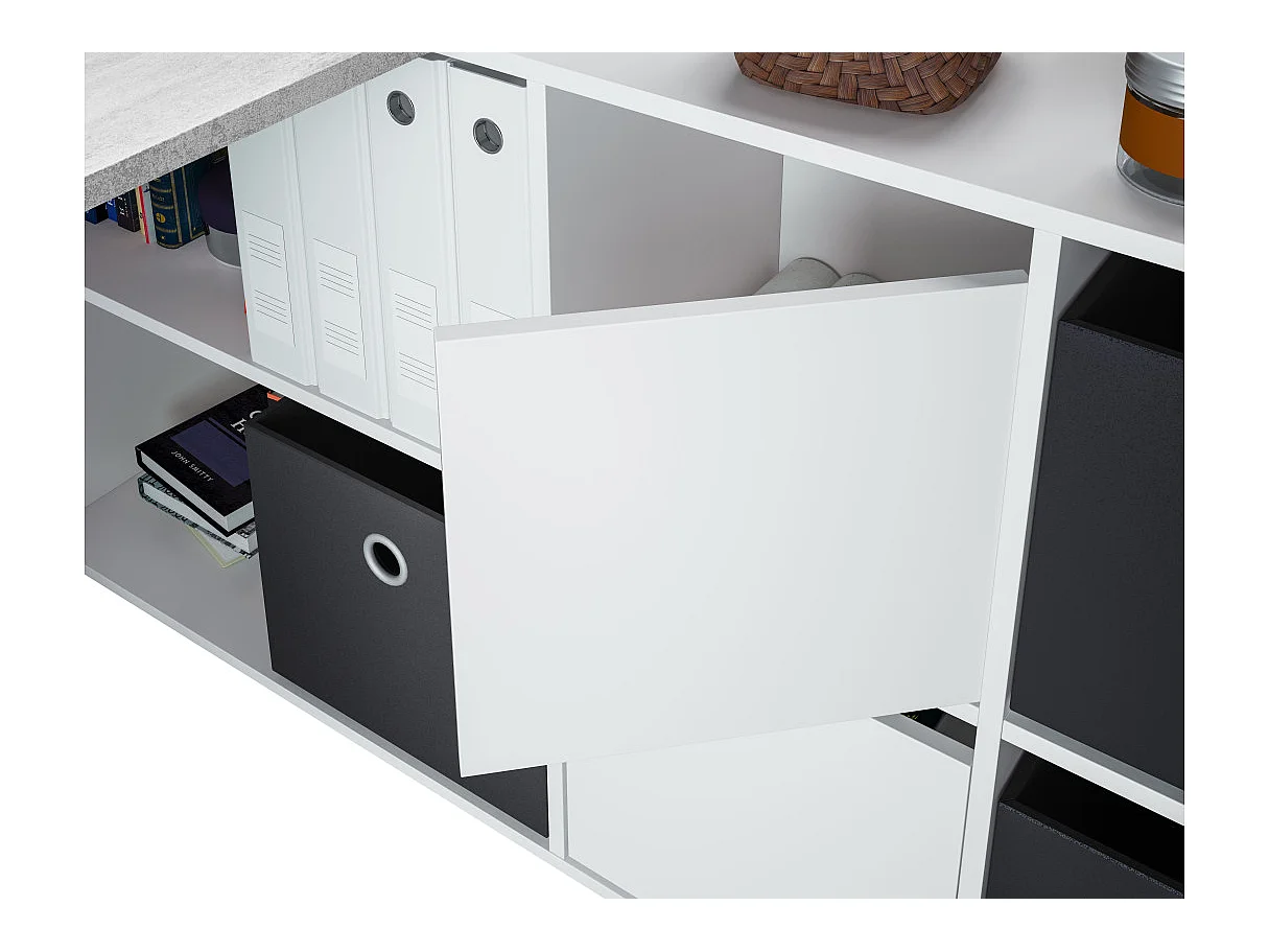 Mesa de escrita Adapta XL Blanco Artik (Blanco Mate) - Gris Cemento