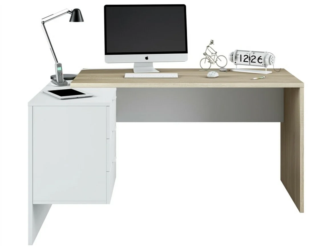 Bureau d'angle bicolore L145 x P108 cm