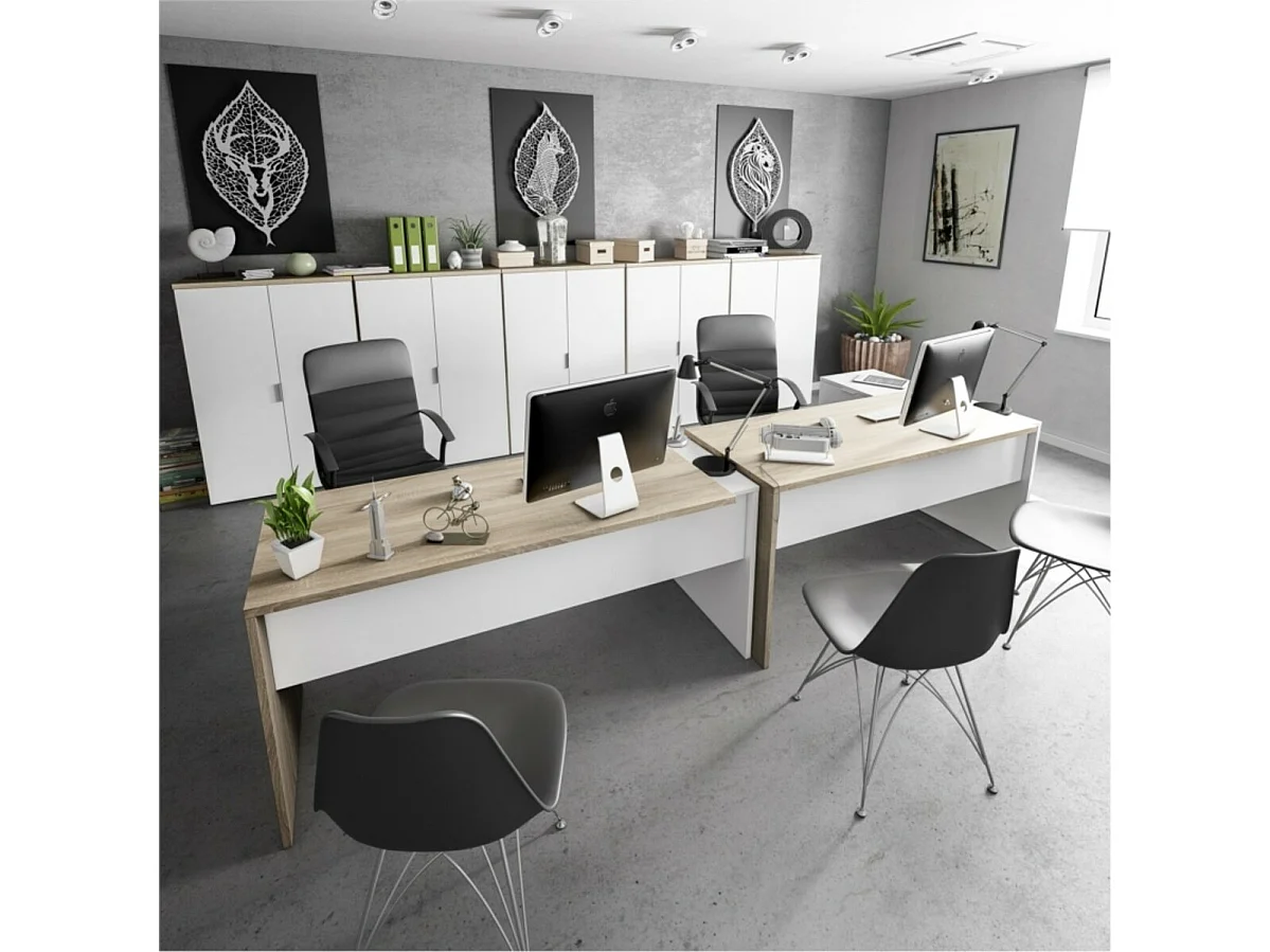 Bureau d'angle bicolore L145 x P108 cm