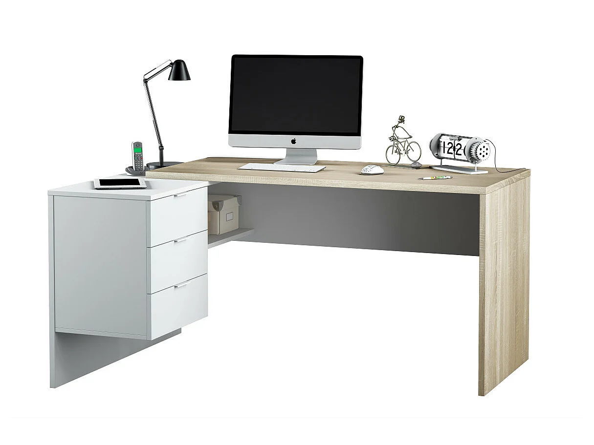 Bureau d'angle bicolore L145 x P108 cm