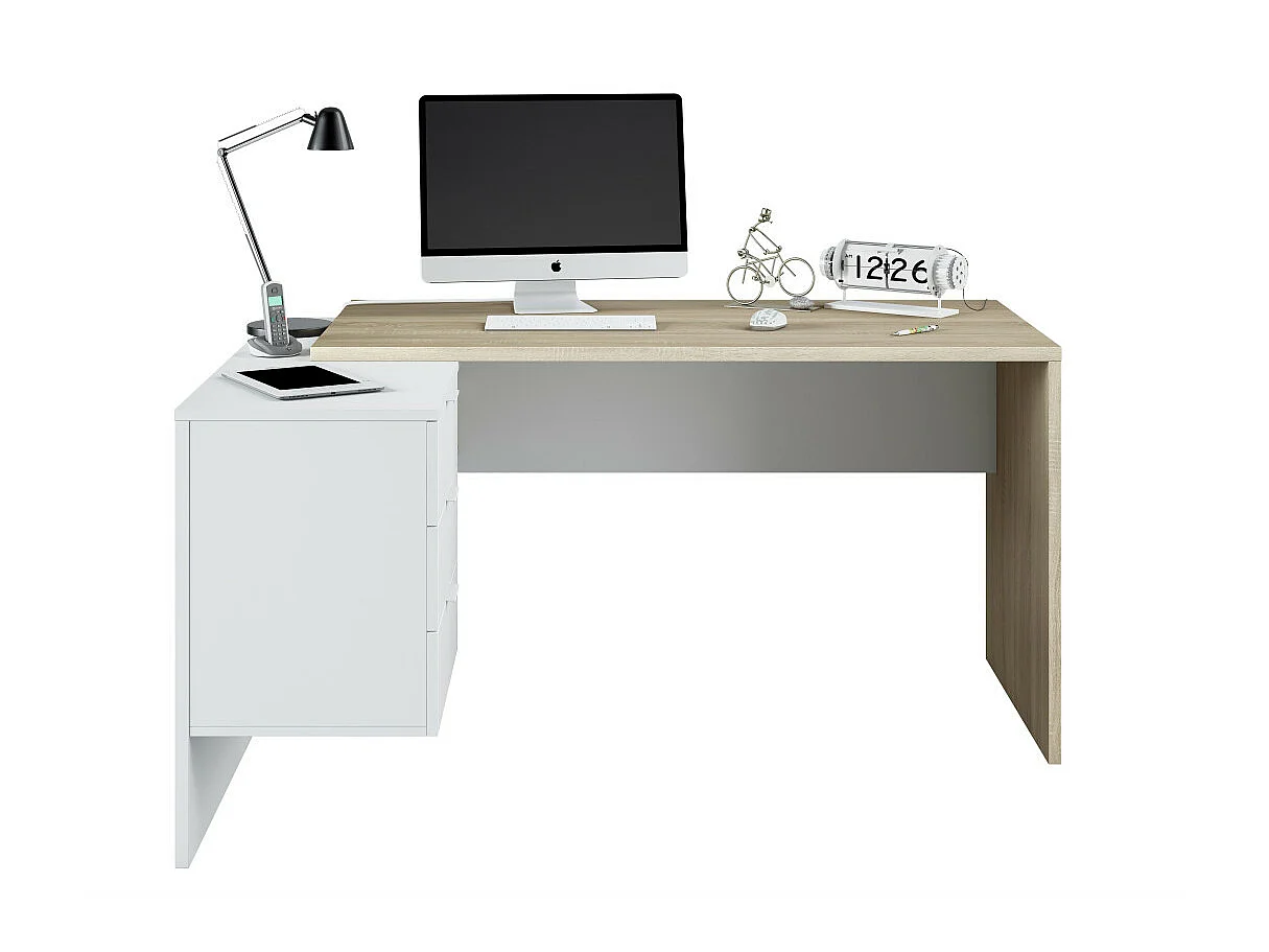 Bureau d'angle bicolore L145 x P108 cm