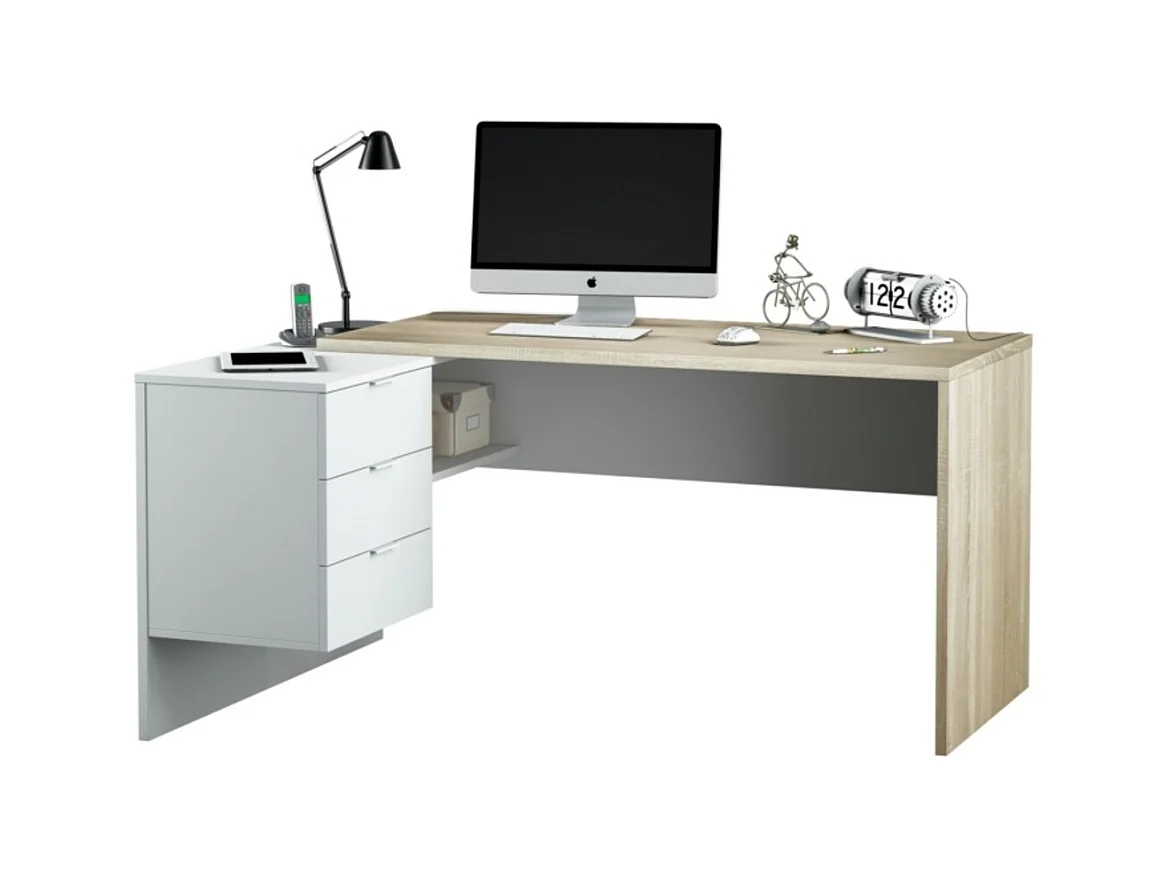 Bureau d'angle bicolore L145 x P108 cm