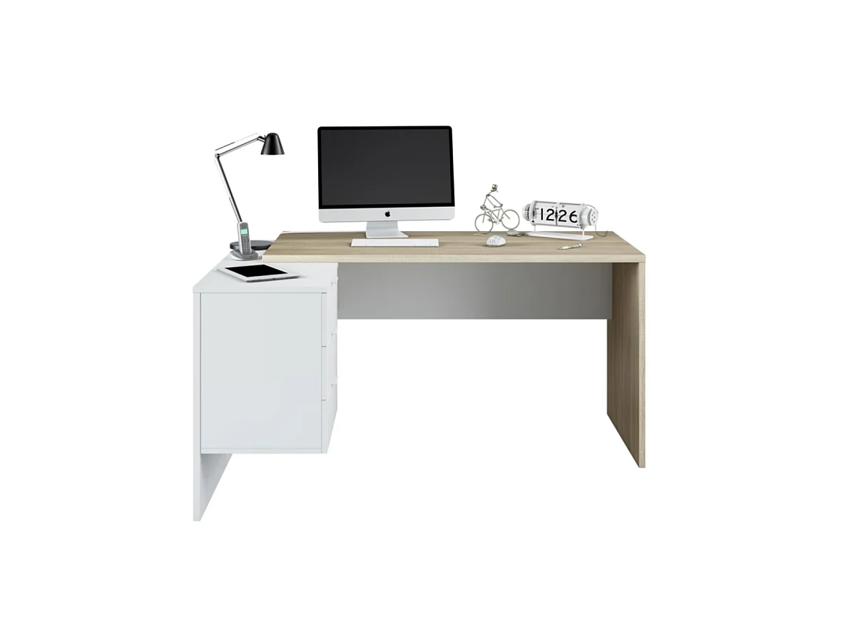 Bureau d'angle bicolore L145 x P108 cm
