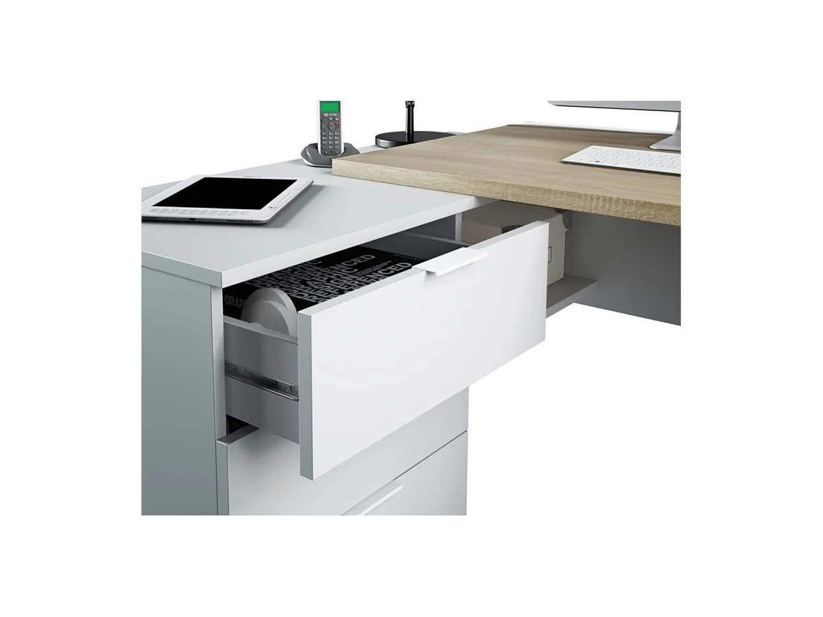 Bureau d'angle bicolore L145 x P108 cm