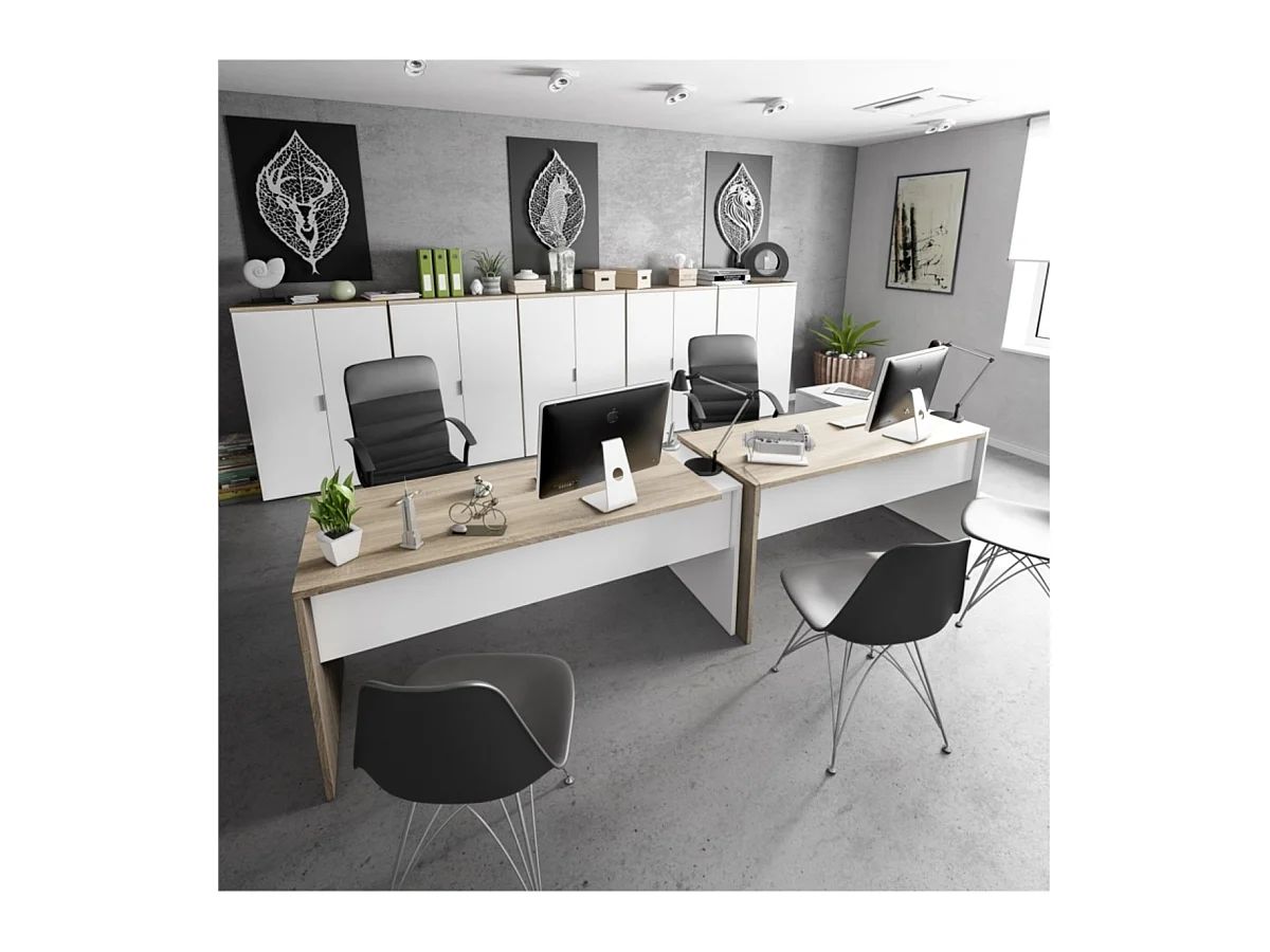 Bureau d'angle bicolore L145 x P108 cm