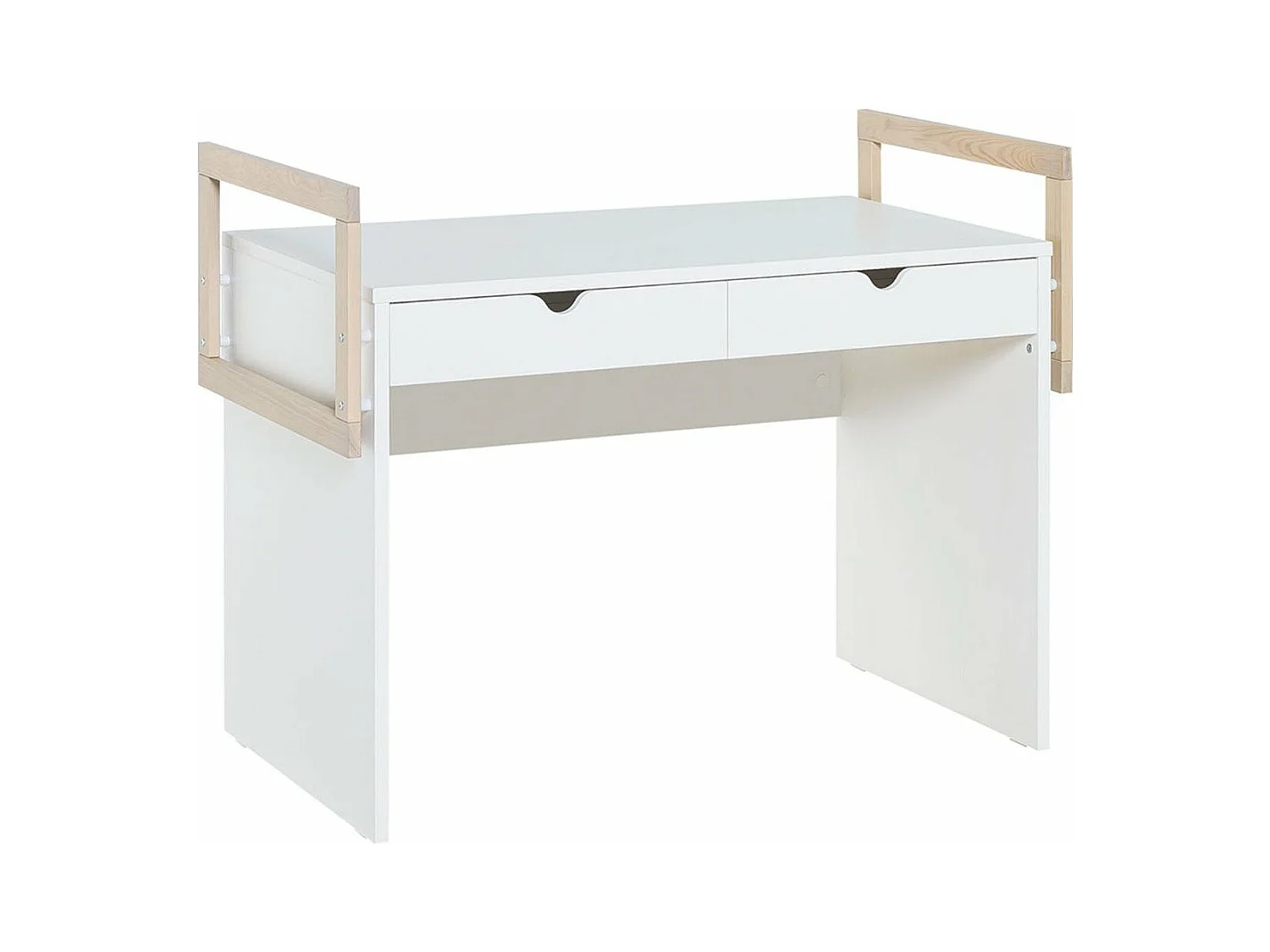 Bureau 2 tiroirs avec rebords en bois - STIGE