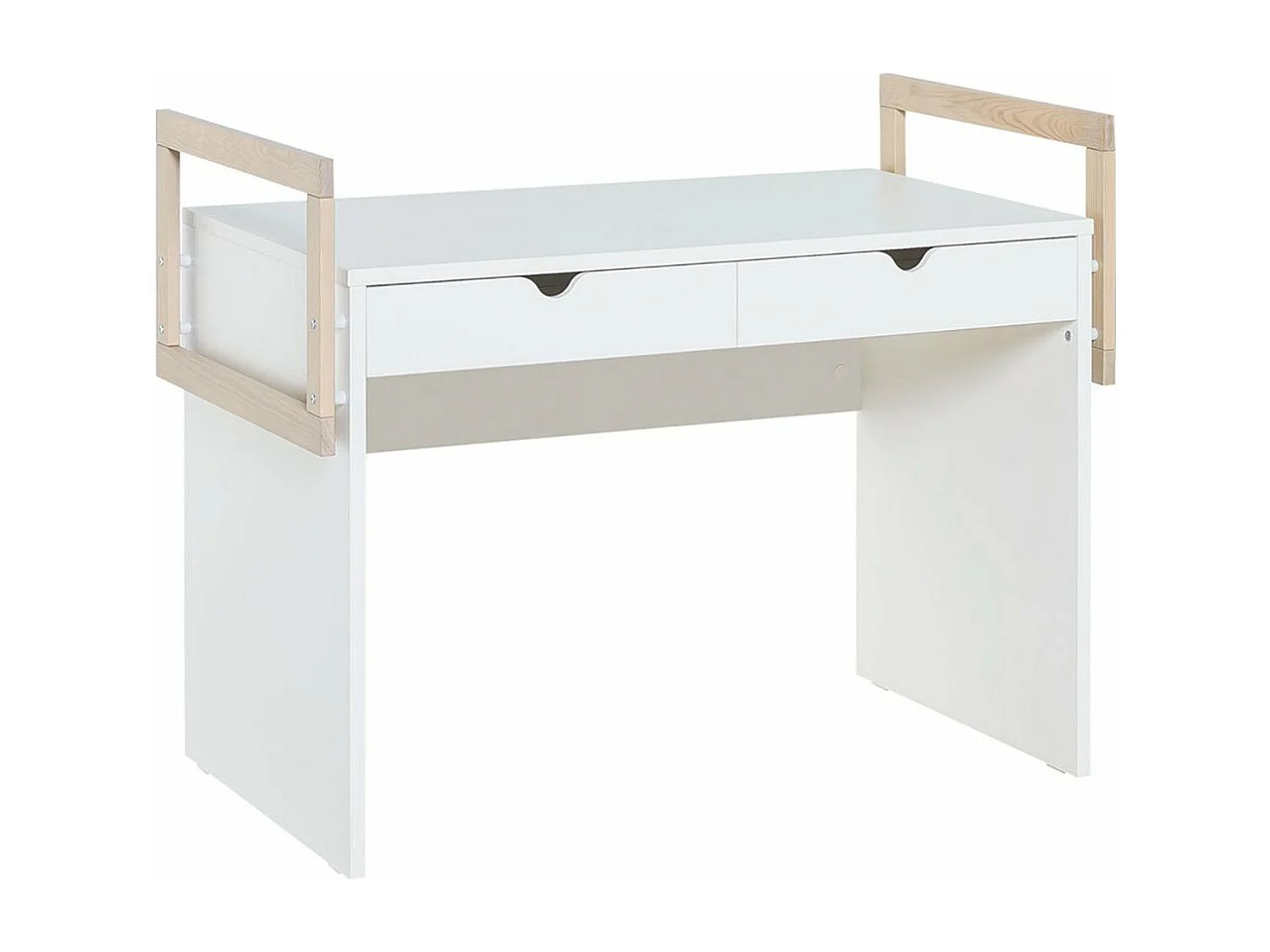 Bureau 2 tiroirs avec rebords en bois - STIGE
