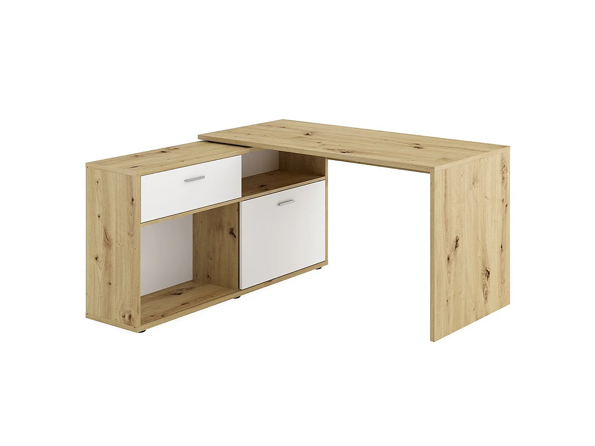 Konwertowalne biurko narożne z niskim schowkiem L138cm - Diego