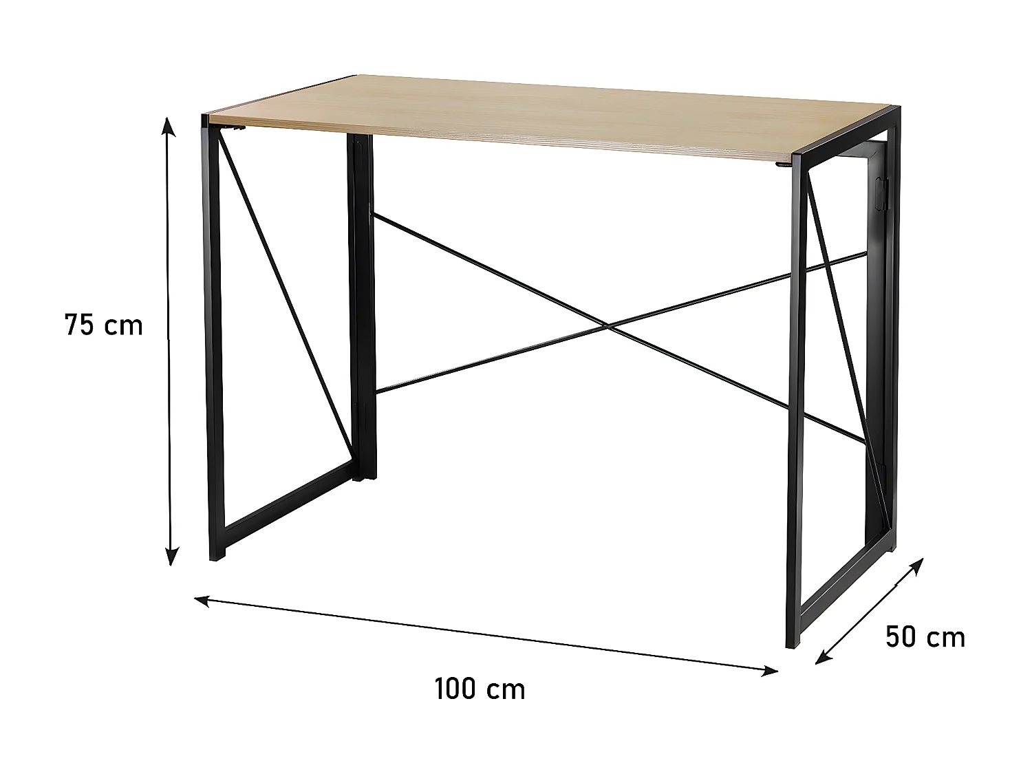 Bureau pliable style industriel - Longueur 100 cm