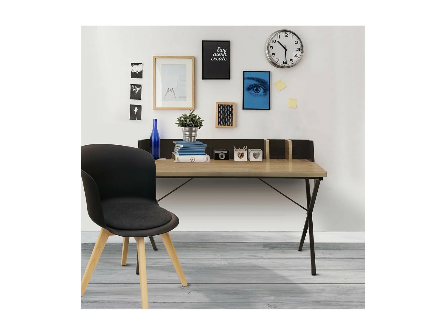 Bureau en métal noir avec séparateurs BRICE - L90 cm