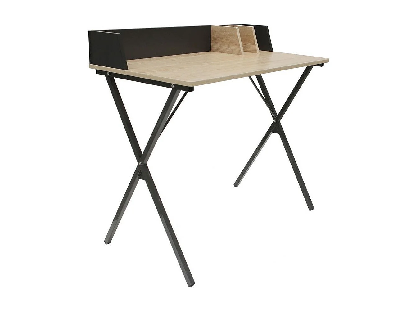 Bureau en métal noir avec séparateurs BRICE - L90 cm