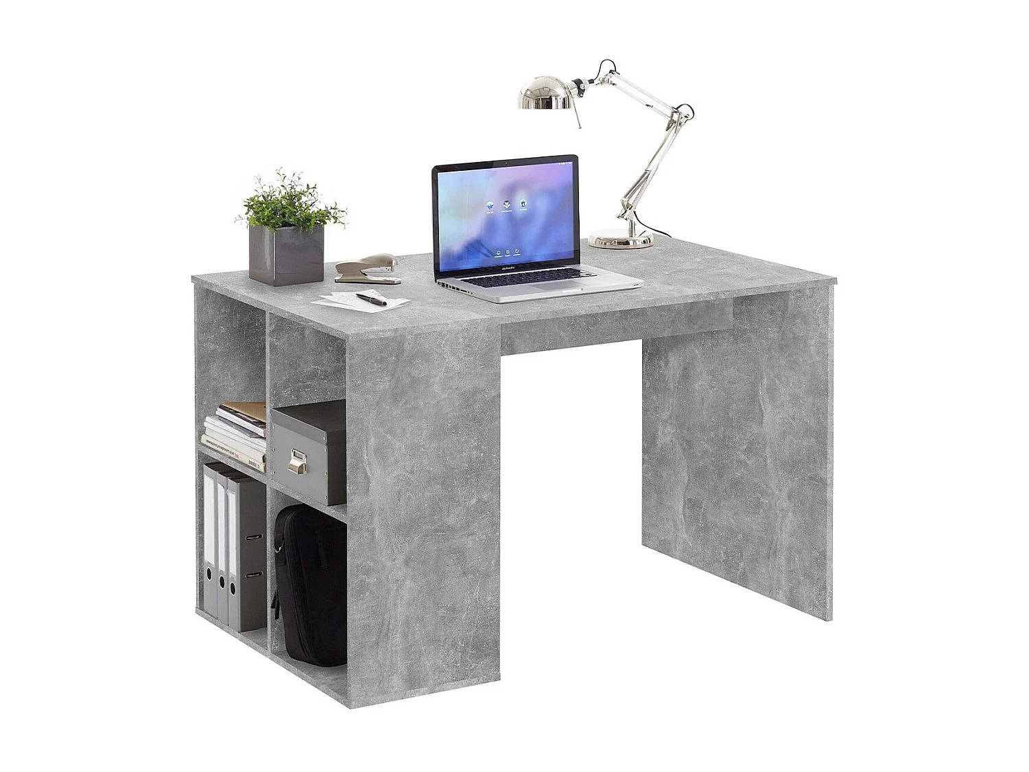 Bureau Droit avec Étagères Latérales L117cm - Gent