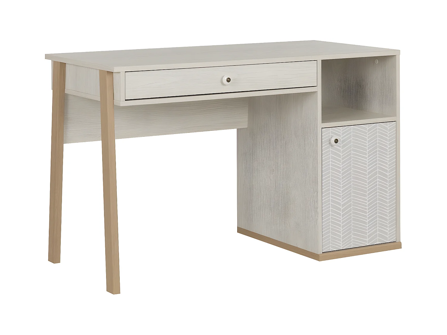 Bureau Alika avec niche, une porte et un tiroir - Fabrication Française