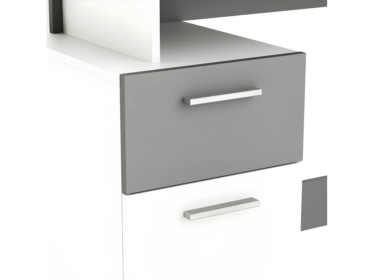 Bureau 1 Porte et 1 Tiroir, Décor Gris et Blanc L121,5 cm - Platon