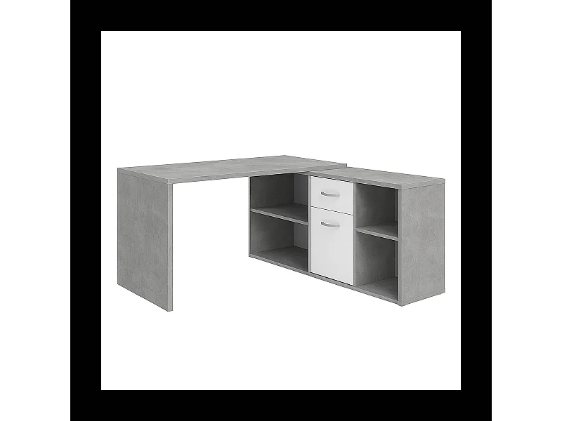 Bureau d'Angle Modulable avec Caisson, Tiroir et Étagères de Rangements - Lex