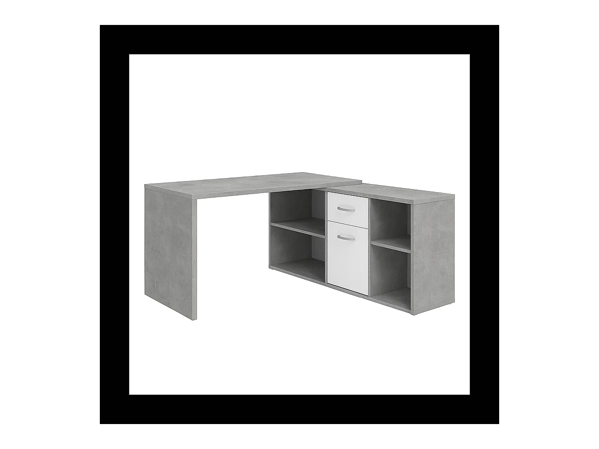Bureau d'Angle Modulable avec Caisson, Tiroir et Étagères de Rangements - Lex