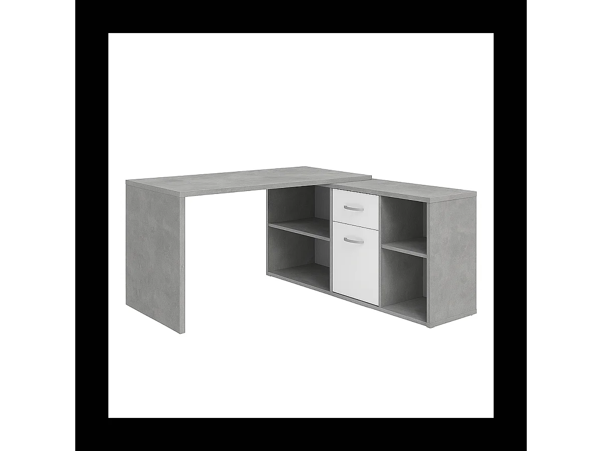 Bureau d'Angle Modulable avec Caisson, Tiroir et Étagères de Rangements - Lex