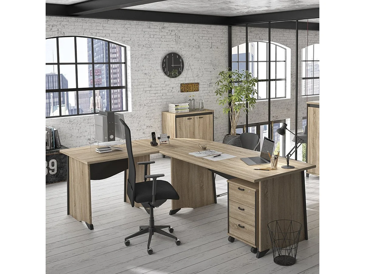 Bureau style industriel avec voile de fond L120 cm - Fabrication Française