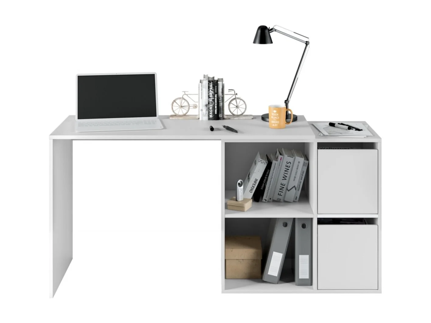 Bureau angle modulable avec rangement L120 cm