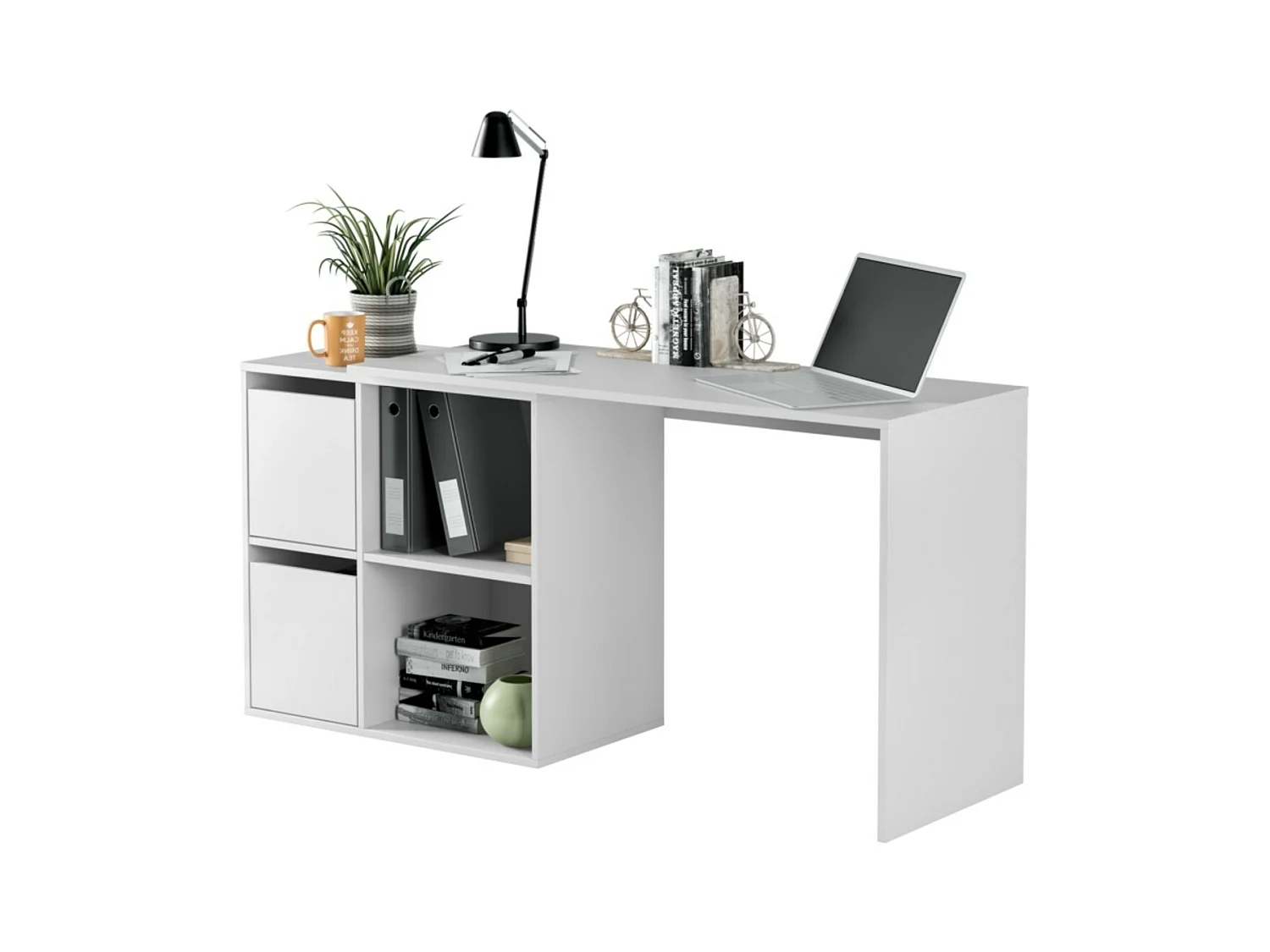 Bureau angle modulable avec rangement L120 cm