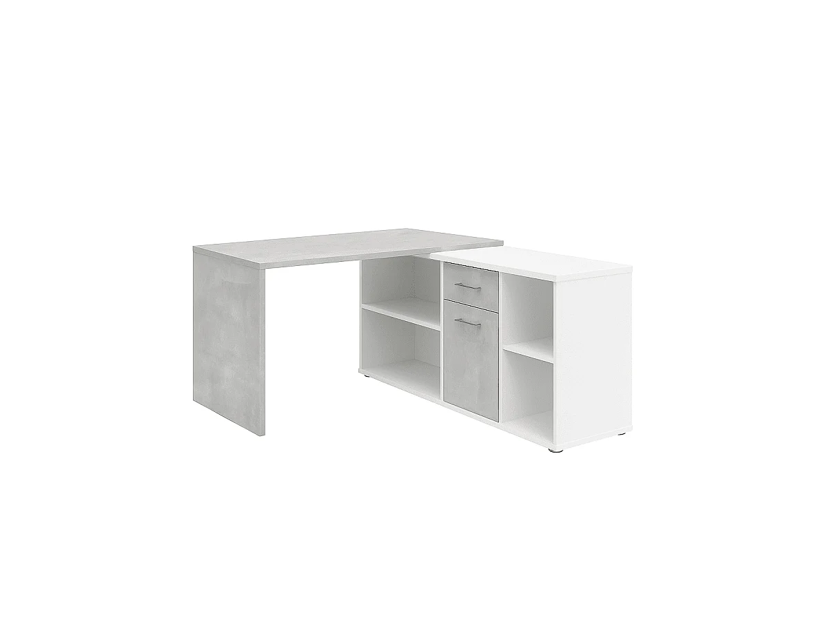 Bureau d'Angle Modulable avec Caisson, Tiroir et Étagères de Rangements - Lex