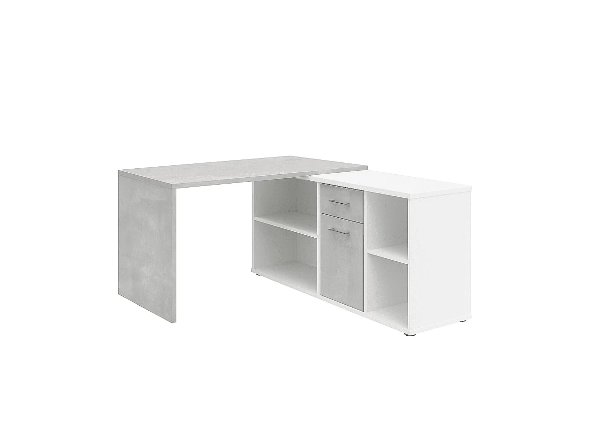 Bureau d'Angle Modulable avec Caisson, Tiroir et Étagères de Rangements - Lex