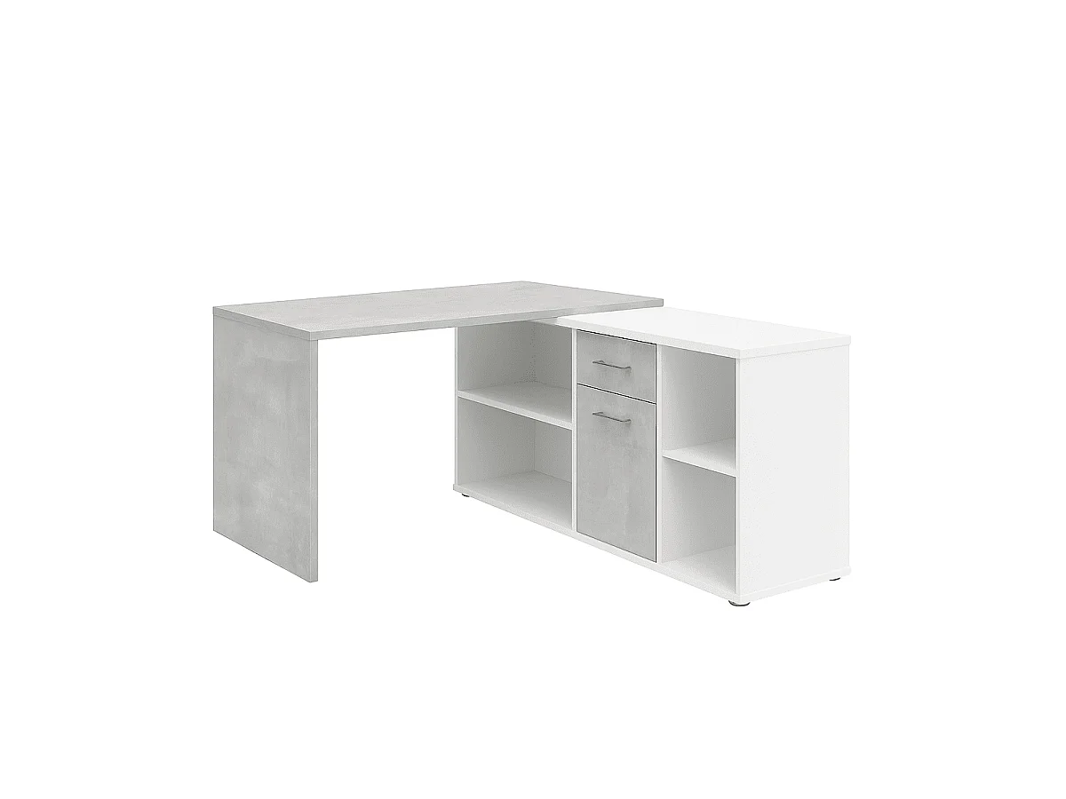 Bureau d'Angle Modulable avec Caisson, Tiroir et Étagères de Rangements - Lex