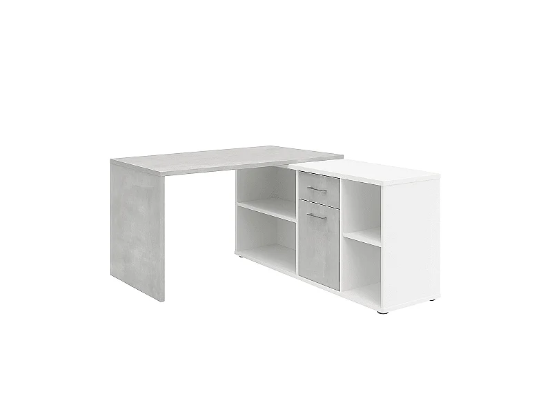 Bureau d'Angle Modulable avec Caisson, Tiroir et Étagères de Rangements - Lex