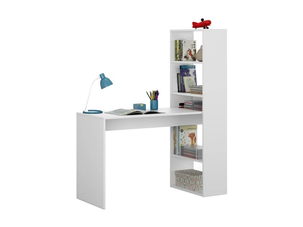 Umkehrbarer Schreibtisch mit Regal - L120 cm