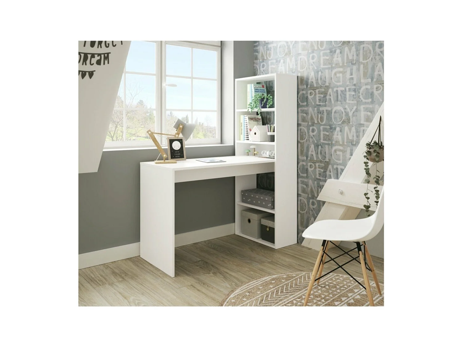 Mesa escritorio aglomerado blanco 144x120x53cm