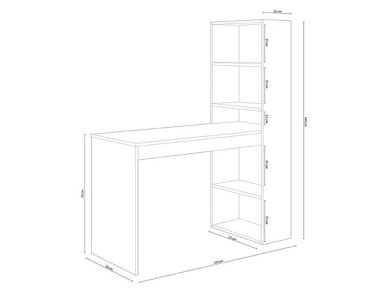 Bureau réversible avec étagère de rangement - L120 cm