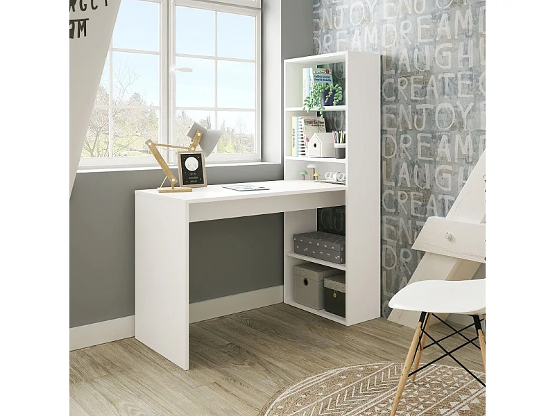 Bureau réversible avec étagère de rangement - L120 cm
