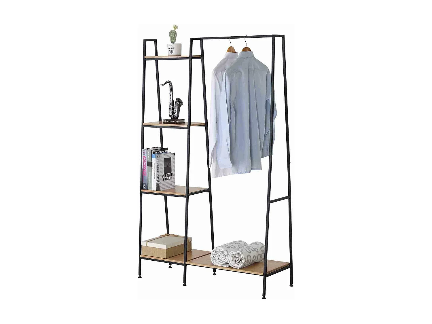 Armario abierto industrial con 1 estante inferior y 4 baldas - LEXIE