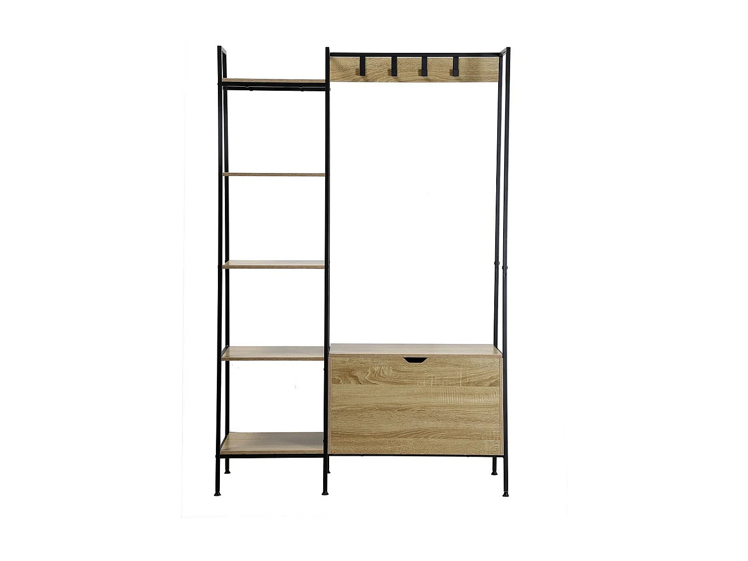 Garderobenständer mit 5 Regalen, Schuhkasten und Kleiderhaken - LEXIE