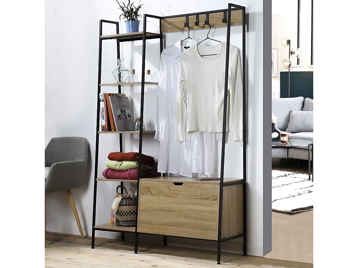 5-vaks kledingkast met schoenendoos en jashaken - LEXIE
