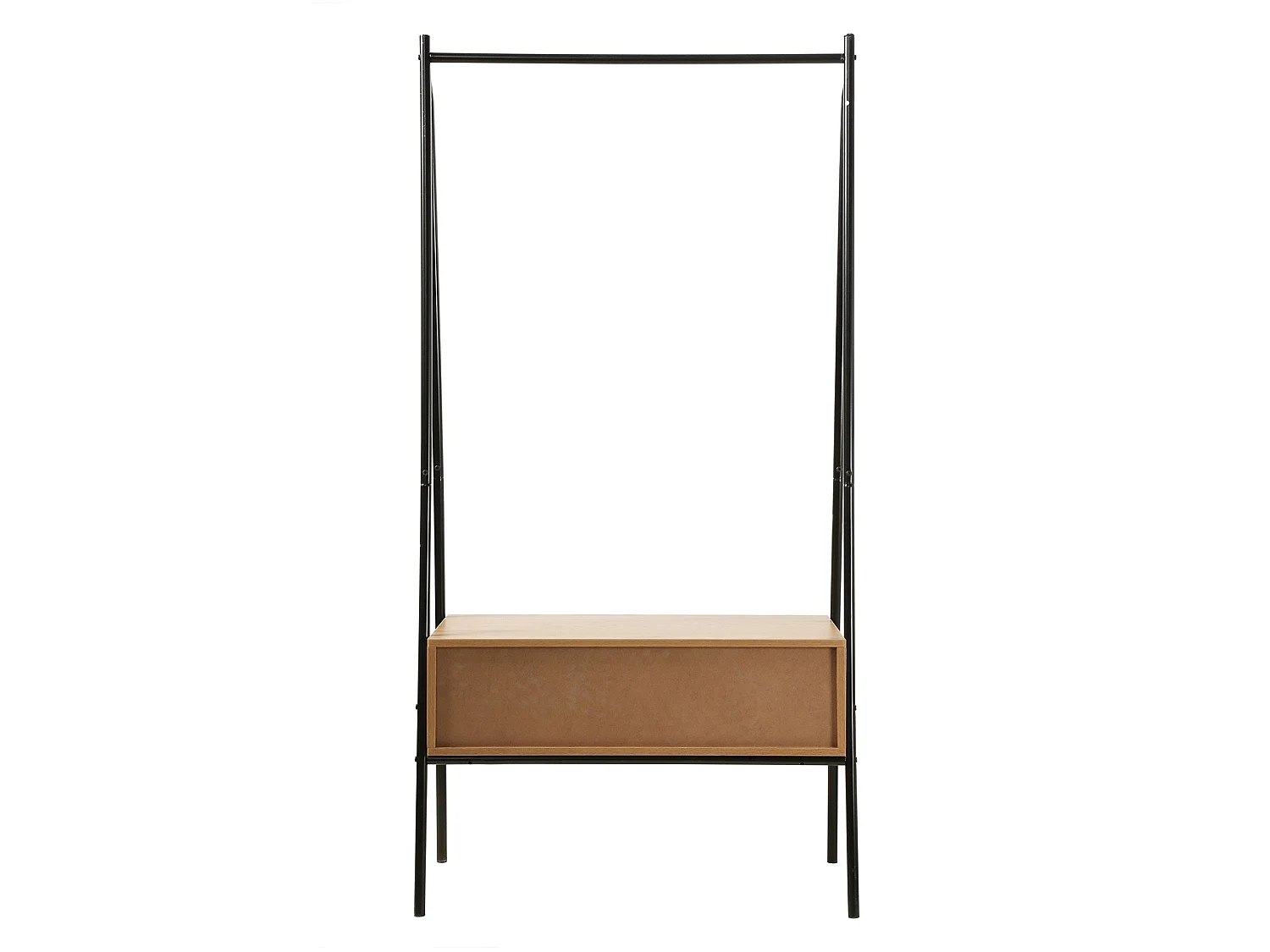 Penderie en métal Noir avec 1 Tiroir décor Chêne H170cm - JILL