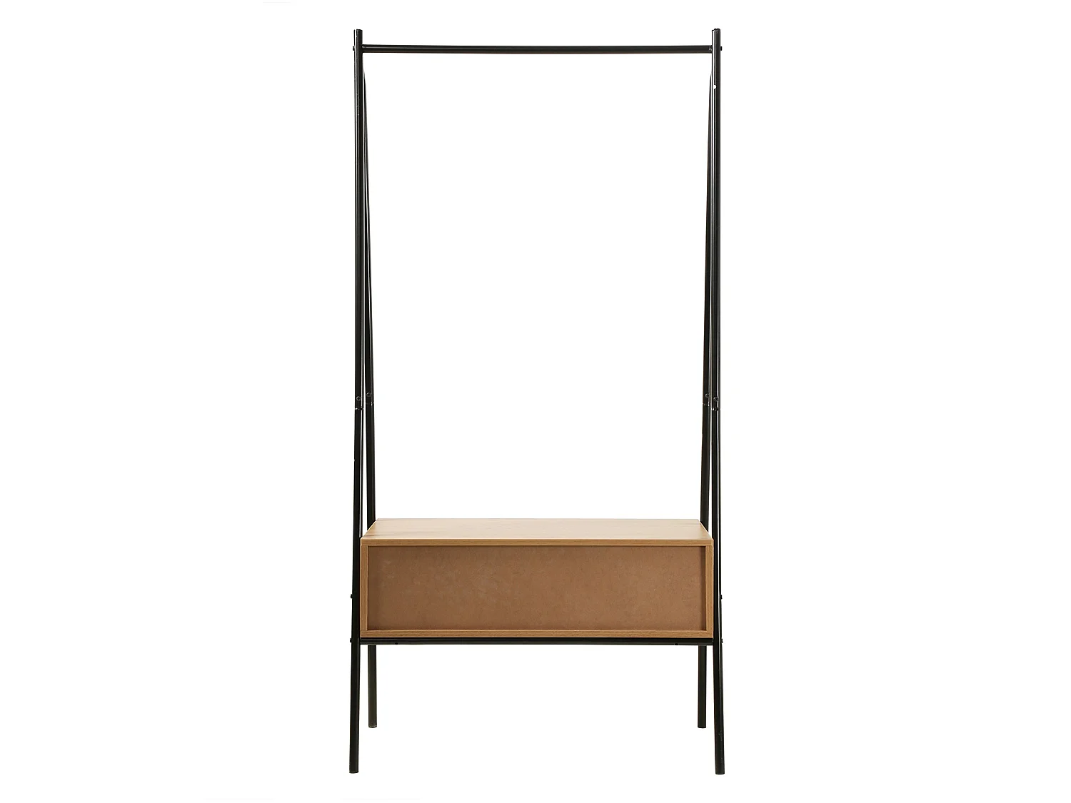 Penderie en métal Noir avec 1 Tiroir décor Chêne H170cm - JILL