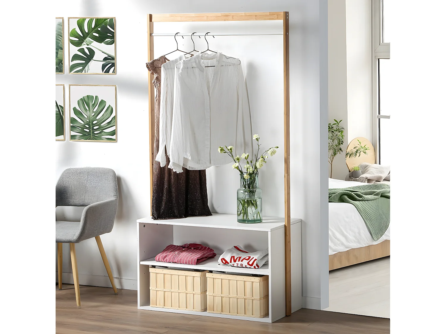 Armario abierto de entrada con almacenaje