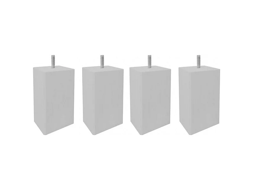Lot de 4 pieds de meuble gris 15x6 carré bois de hêtre - PIEDS DE LIT