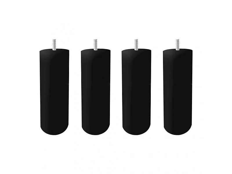 Lot de 4 pieds de meuble noir 15x6 rond bois de hêtre - PIEDS DE LIT